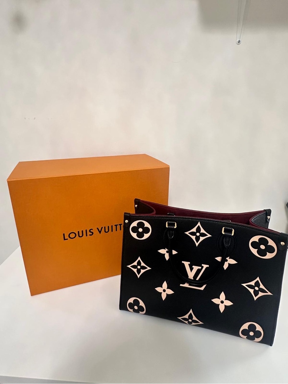 Louis Vuitton Black Tote with Pale Pink Monogram Accents